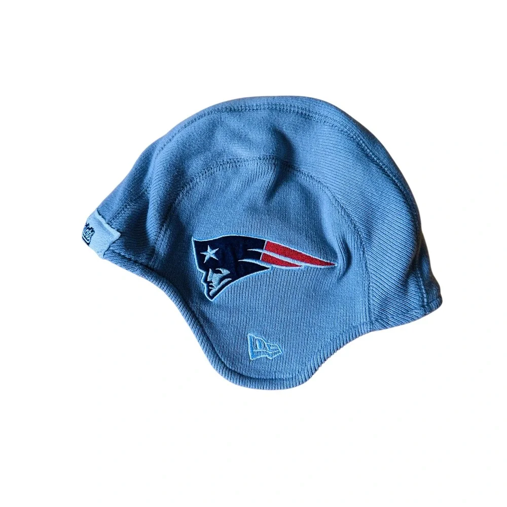 New England Patriots Kids Baby Blue Knit Ear Flap Hat‎